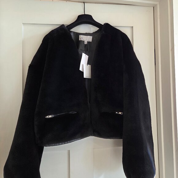 dh New York NWT Neptune faux fur Black Jacket sz S - Picture 1 of 4